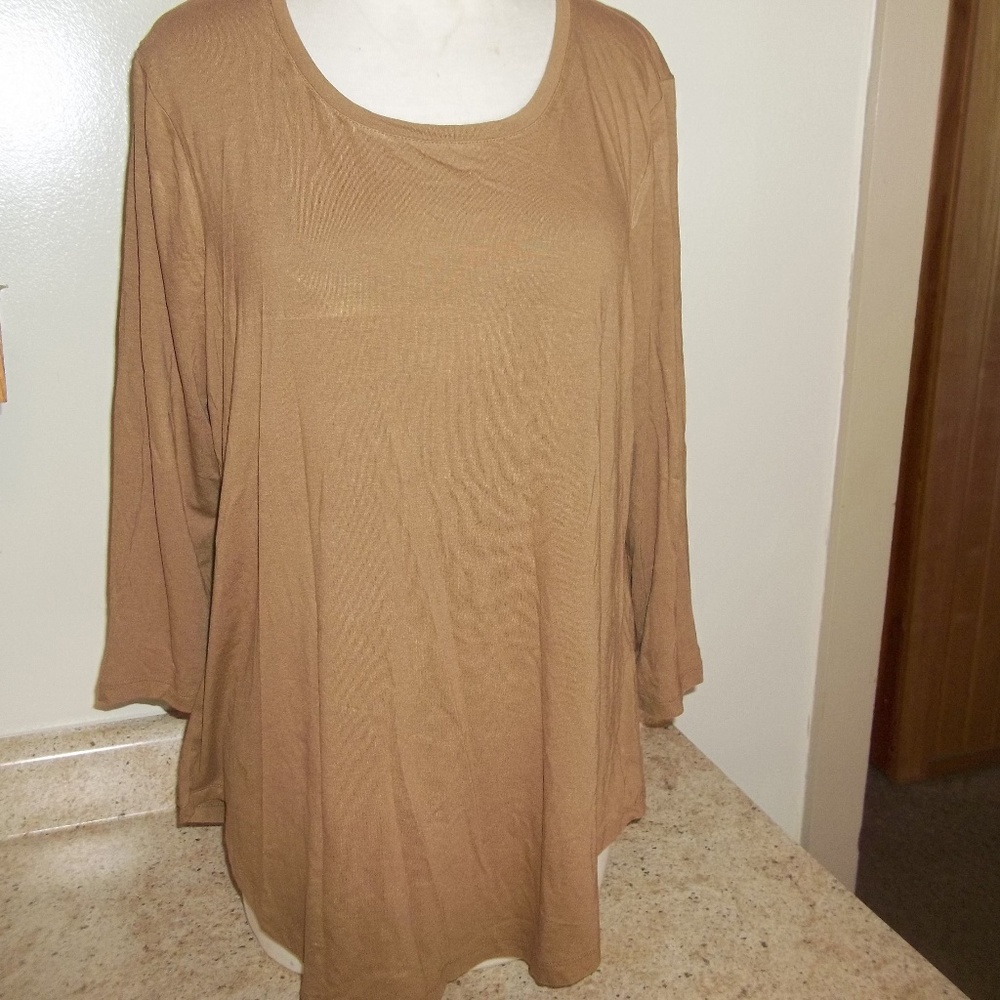 NWT JM COLLECTION L/S TEE SZ M SUEDE COLOR